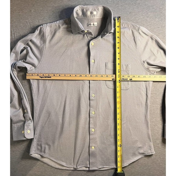 Peter Millar Men's L Button-Up Dress Shirt Gray/Blue + print 100% Cotton EUC - Picture 8 of 8
